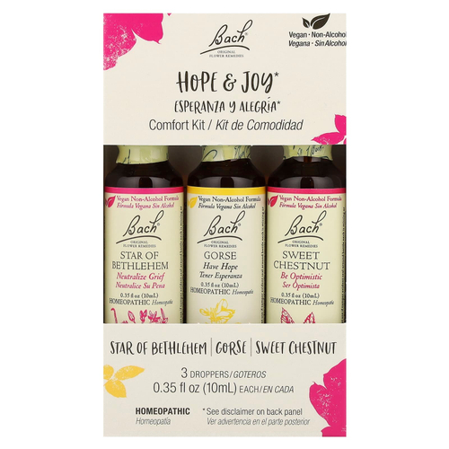 Bach, Original Flower Remedies, Comfort Kit, Hope & Joy, 3 пипетки, 10 мл (0,35 жидк. унц.)