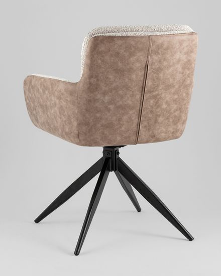 Стул обеденный поворотный Wick светло-серое букле c бежевой экокожей