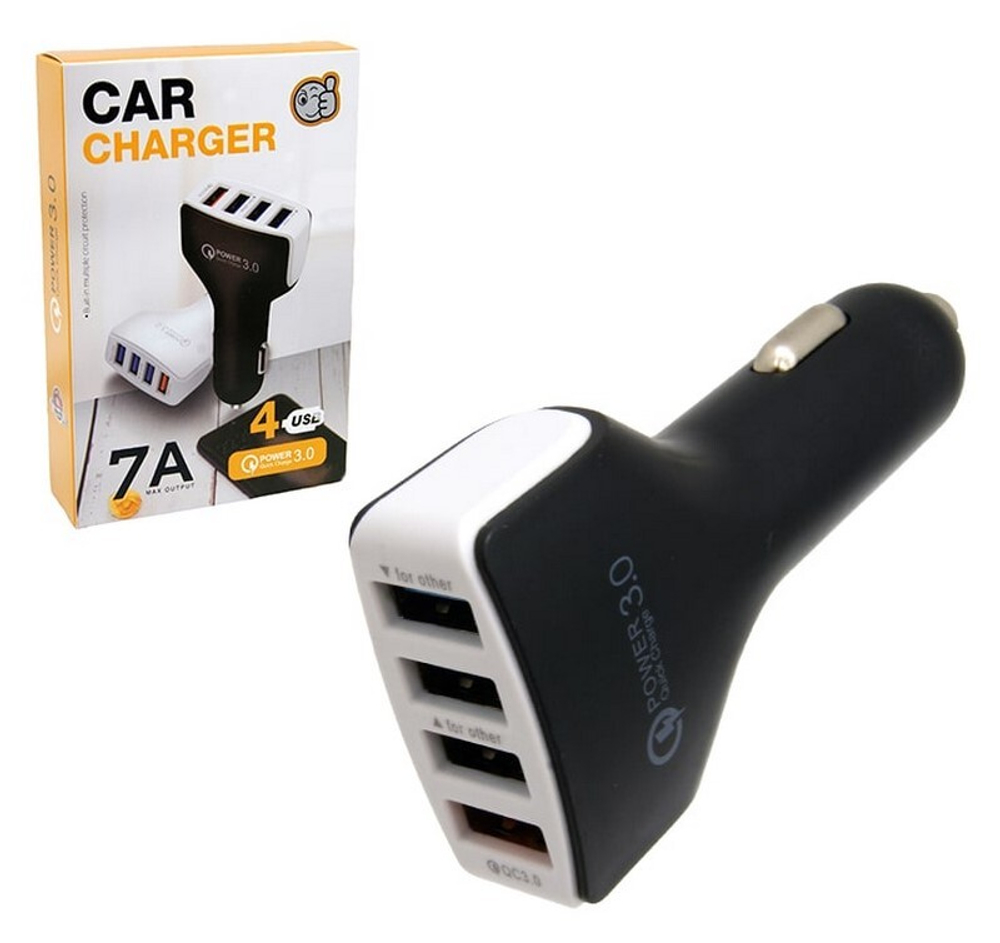 Автомобильный адаптер питания Keke-C44c QC 3.0 (черный)
