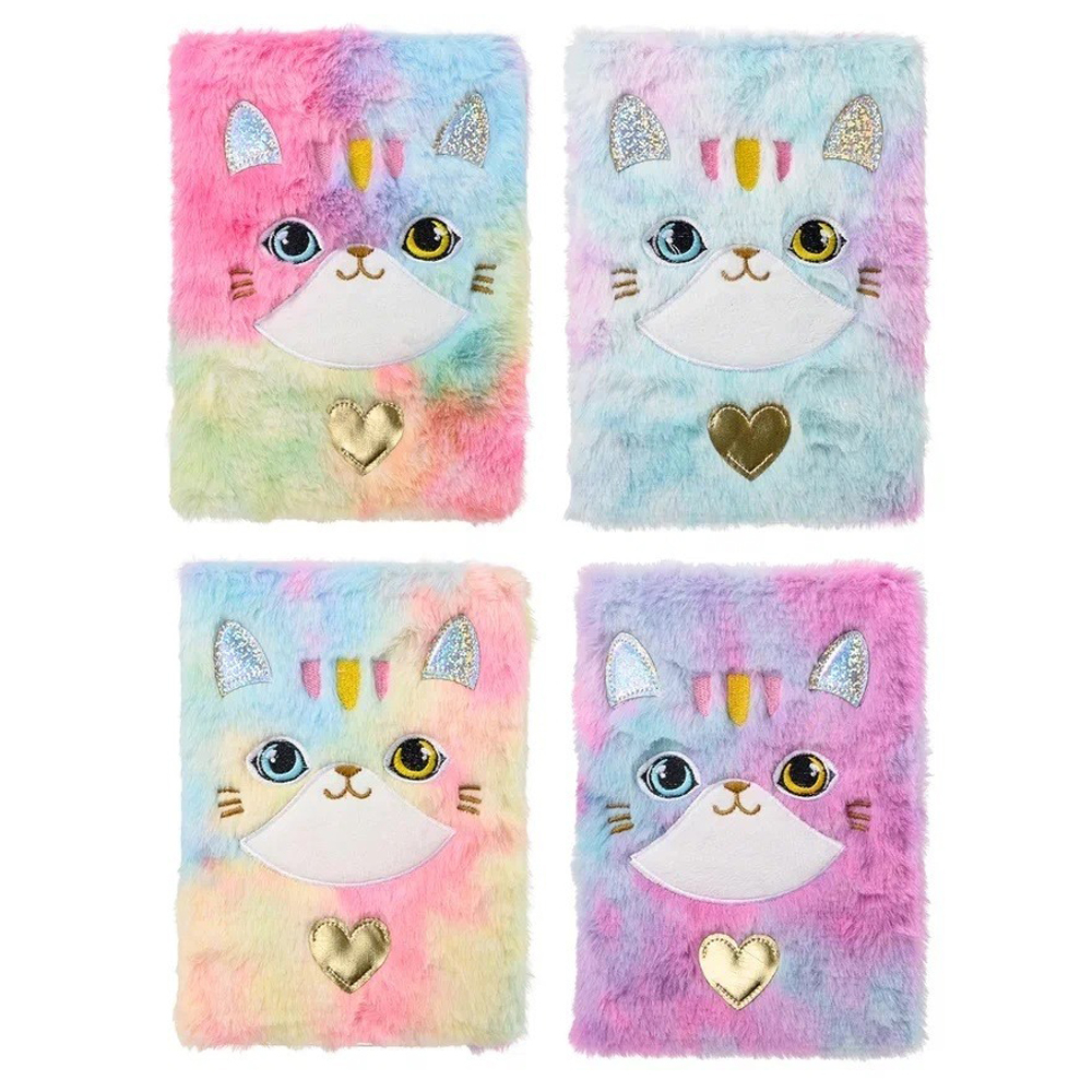 Блокнот детский Basir, формат А5, серия "Котёнок", переплет с мехом, 21.5*15.5 см, 80 листов, ассорти