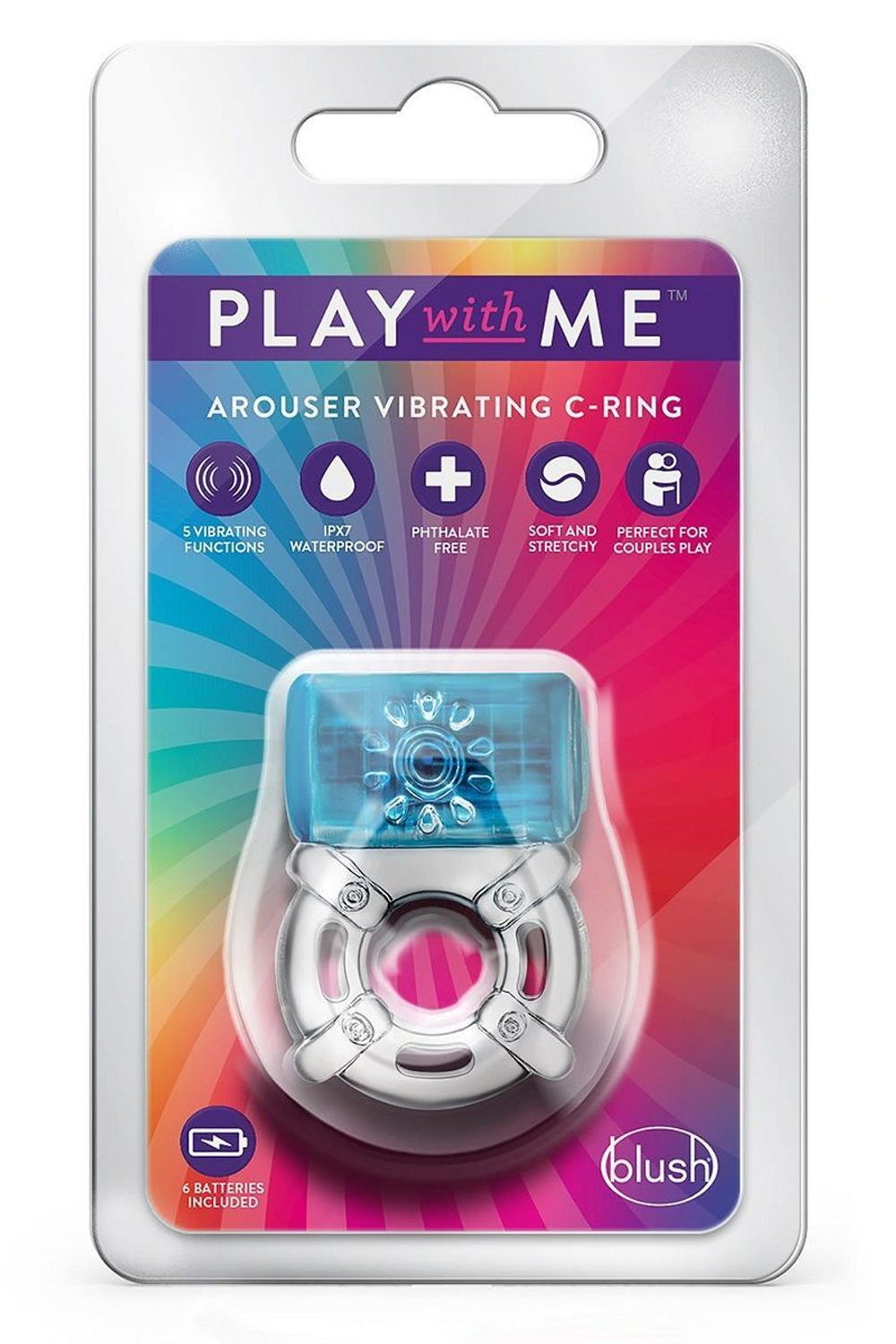 Синее эрекционное виброкольцо One Night Stand Vibrating C-Ring