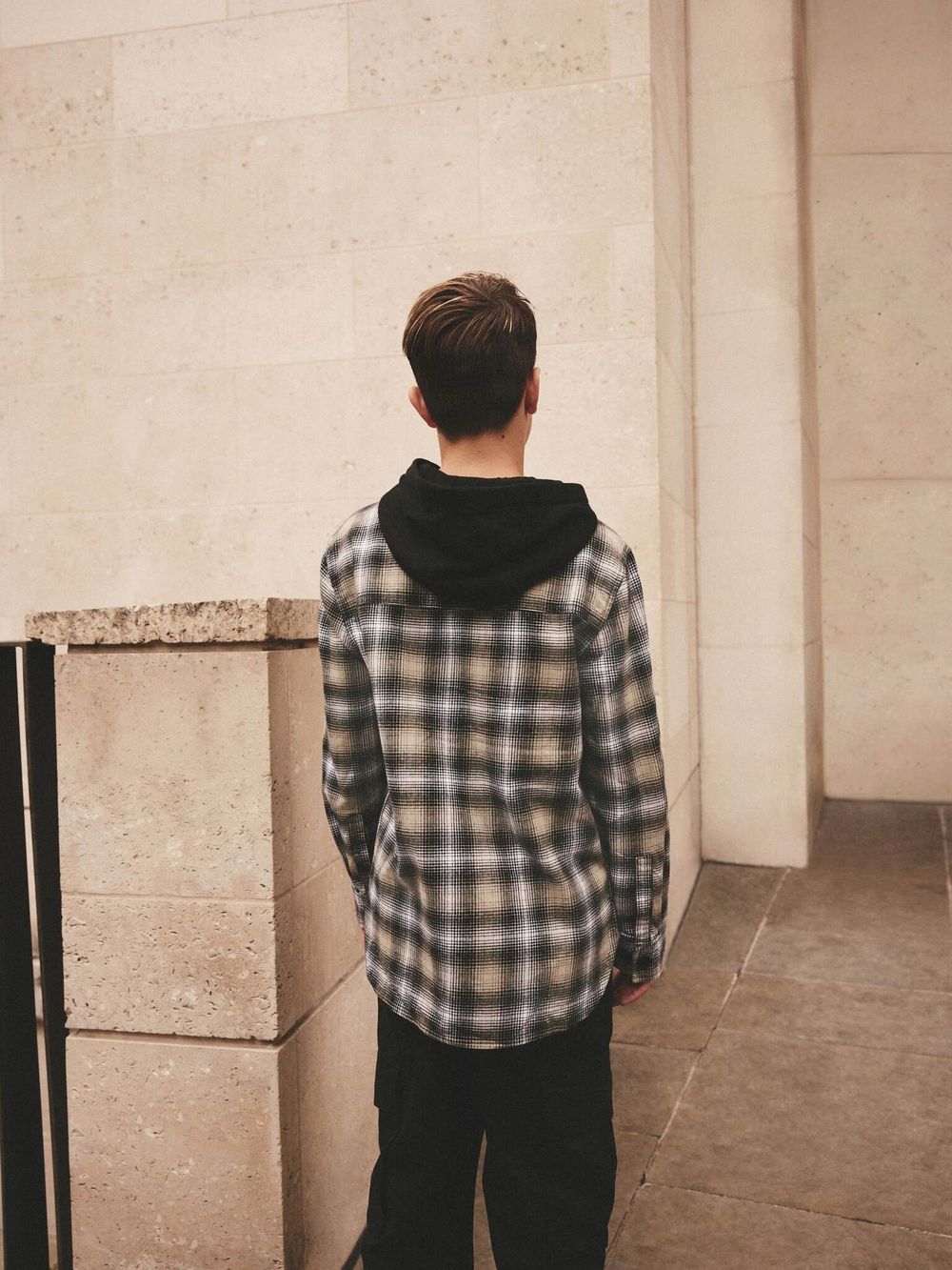 Рубашка с капюшоном для мальчика Next 904-815, Черный, Серый