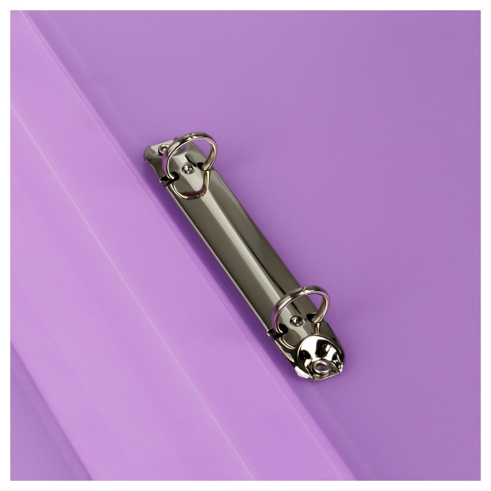 Папка на 2-х кольцах, 25мм, Стамм Кристалл, 700мкм, корешок с карманом, фиолетовая