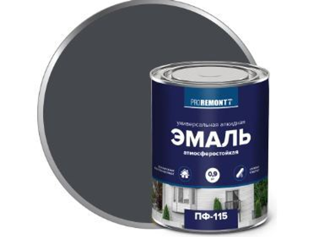 Эмаль ПФ-115 PROREMONTT графит RAL 0,9 кг
