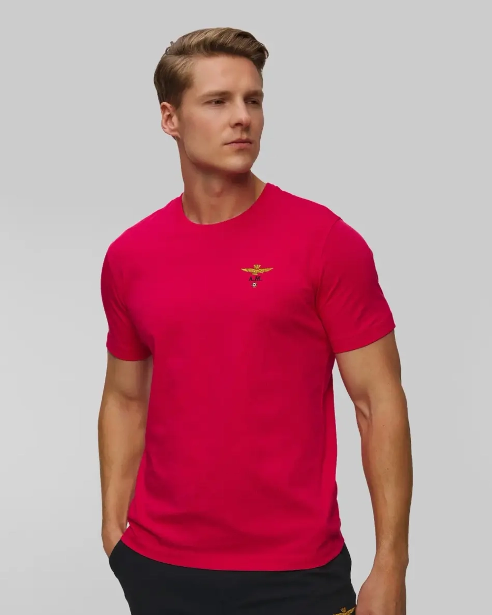 Футболка муж. Aeronautica 1580 малиновый база лого