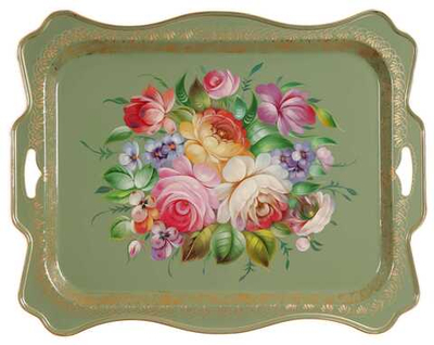 Жостовский поднос декоративный, размер 48х39 см (A23), металлический