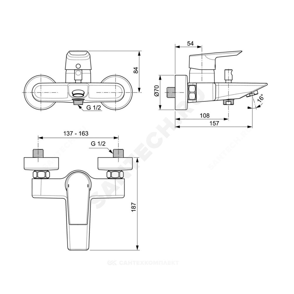 Смеситель для ванны с душем одноручный TESI Ideal Standard A6583AA