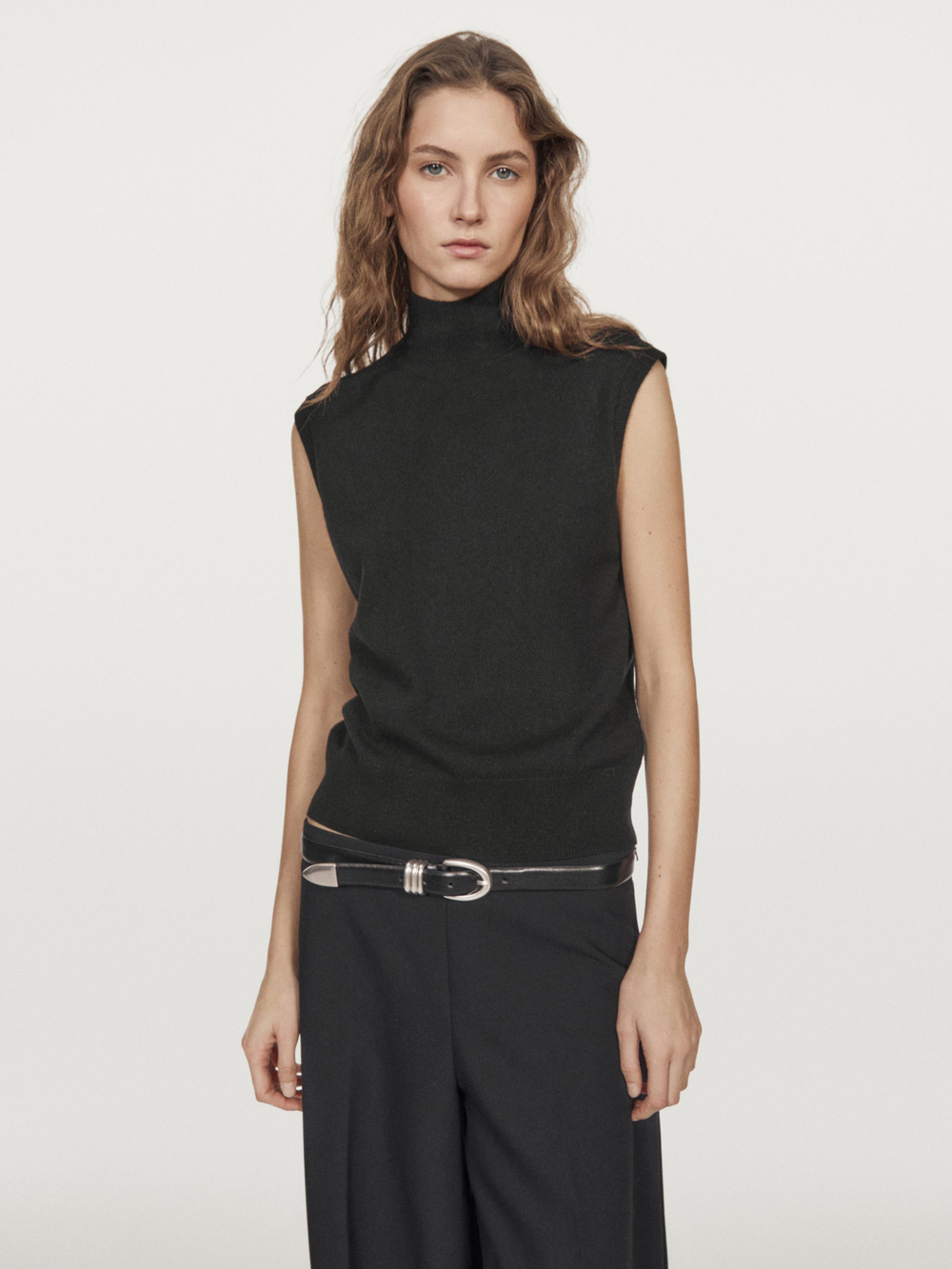 Massimo Dutti Трикотажный жилет из 100% кашемира, черный