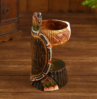 Подставка под бутылку "Черепашка" дерево 14х14х25 см