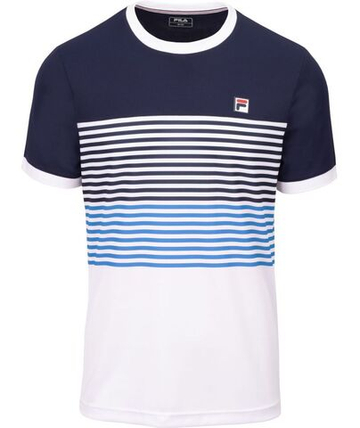 Мужская теннисная футболка Fila BB1 - white/navy/simply blue