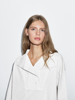 Massimo Dutti Футболка с воротником, натуральный, кремовый