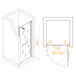 Душевая дверь RGW PA-103B (Прозрачное, 800)