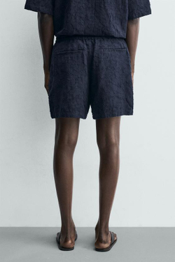 ZARA ЖАККАРДОВЫЕ ШОРТЫ, МОРСКОЙ СИНИЙ