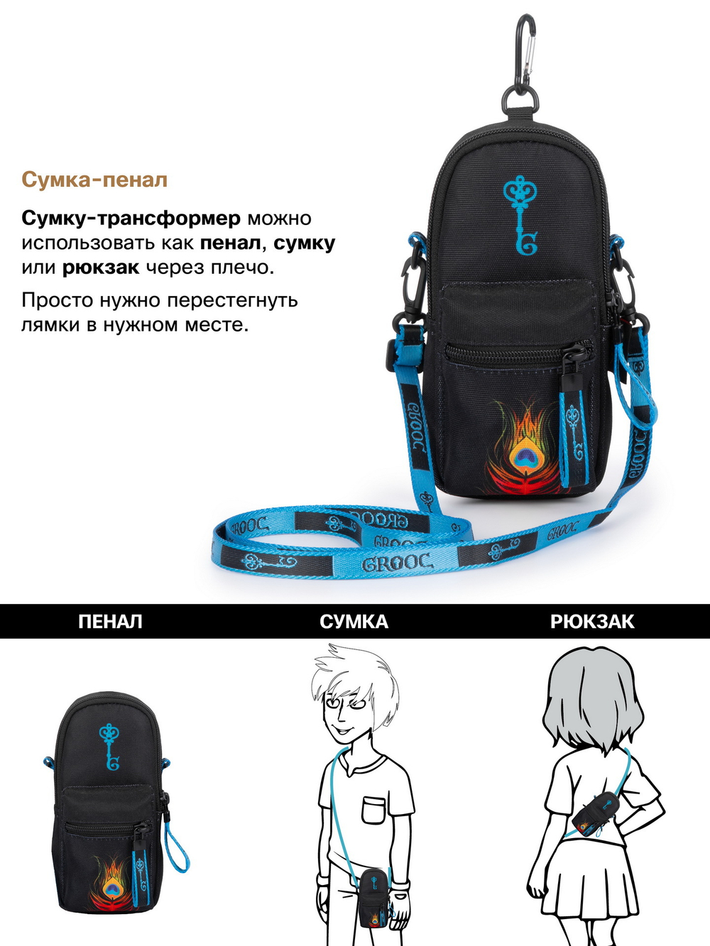 Рюкзак GROOC 14-053 + мешок + сумка-пенал