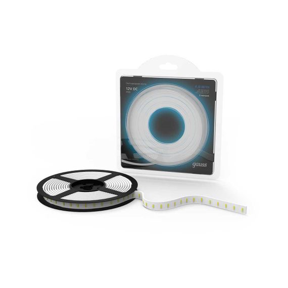Светодиодная влагозащищенная лента Gauss 4,8W/m 60LED/m 2835SMD синий 5M 311000505