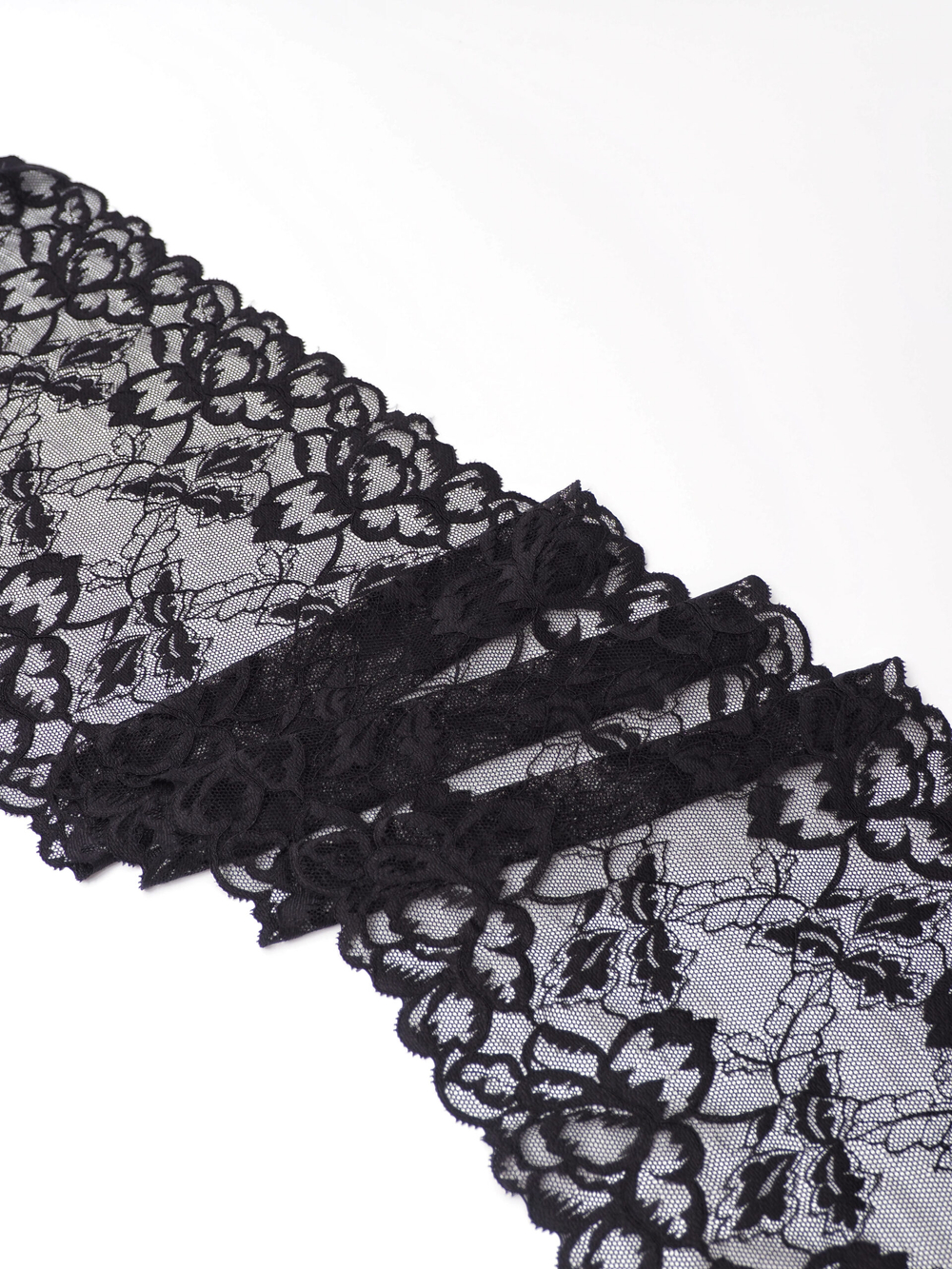 Эластичное кружево для белья черное ширина 22 см