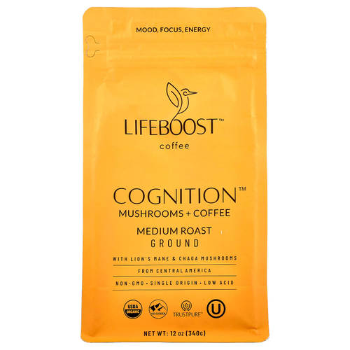 Lifeboost, Cognition ™, кофе с грибами, молотый, средней обжарки, 340 г (12 унций)