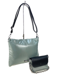 Cтильная женская сумка-шоппер из водоотталкивающей ткани, цвет серо-зеленый