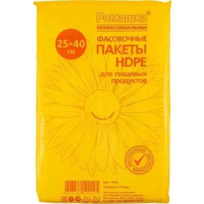 Пакеты фасовочные Ромашка Профессиональные 25Х40Х7мкм,500шт\пач,10пач\меш.