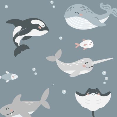 Морские животные на темном фоне