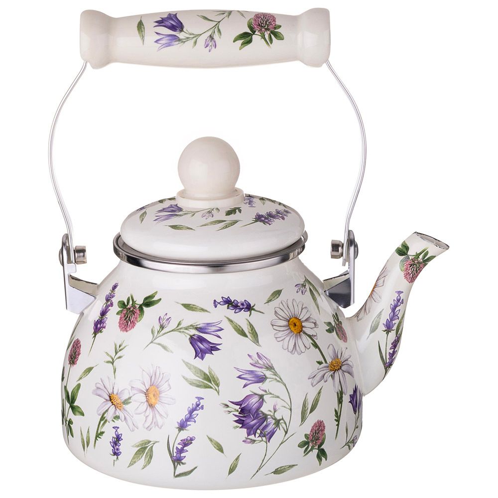 ЧАЙНИК AGNESS ЭМАЛИРОВАННЫЙ СО СЪЕМНЫМ ФИЛЬТРОМ ИЗ НЖС СЕРИЯ "FLOWER STORY", 1,1 Л