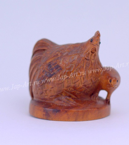 Нэцкэ Курица и цыпленок