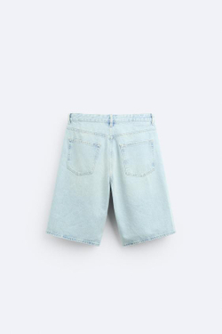 ZARA ДЖИНСОВЫЕ ШОРТЫ BAGGY-FIT, ГОЛУБОЙ