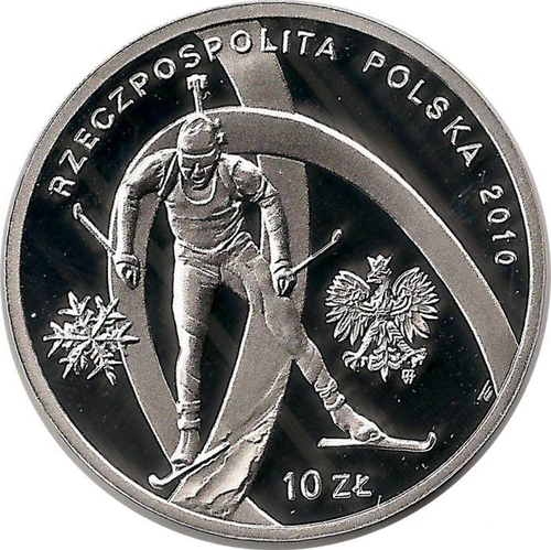 10 злотых. Ванкувер. XXI Зимние Олимпийские игры. 2010 год. Польша.