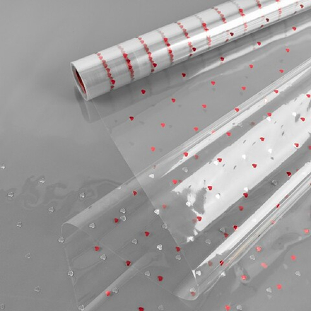 Пленка прозрачная "Любовный узор" 57см*10м Красный