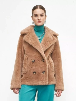 Шуба из шерсти чебурашка экошуба, коричневая, SilverFox