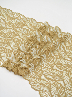 Эластичное кружево темно-бежевое со светло-серым ширина 22 см