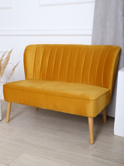 Диван "Donatello" антивандальный велюр горчичный/натурал
