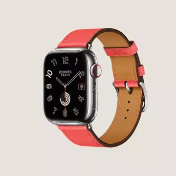 Умные часы Apple Watch Hermès Series 9 41 мм Steel Case , Silver/Blanc Swift Leather Single Tour