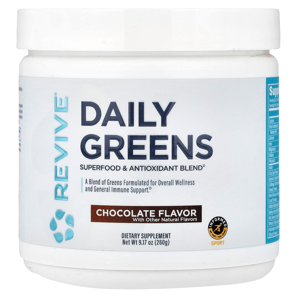 Revive, Daily Green, ежедневная зелень, с шоколадным вкусом, 260 г (9,17 унции)
