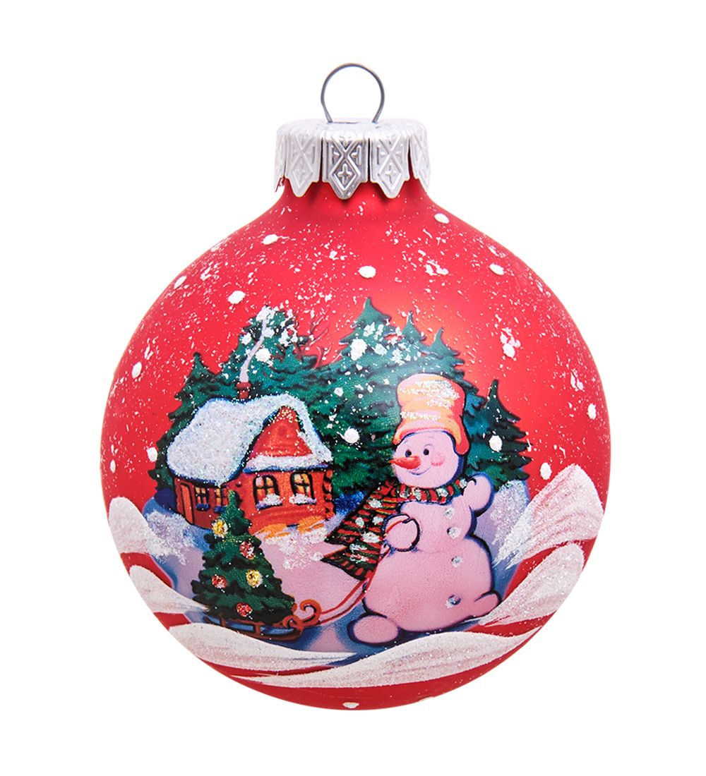 Элита НФШ-1021 Ел. украшение Шар «Снеговик с ёлкой» 85 мм