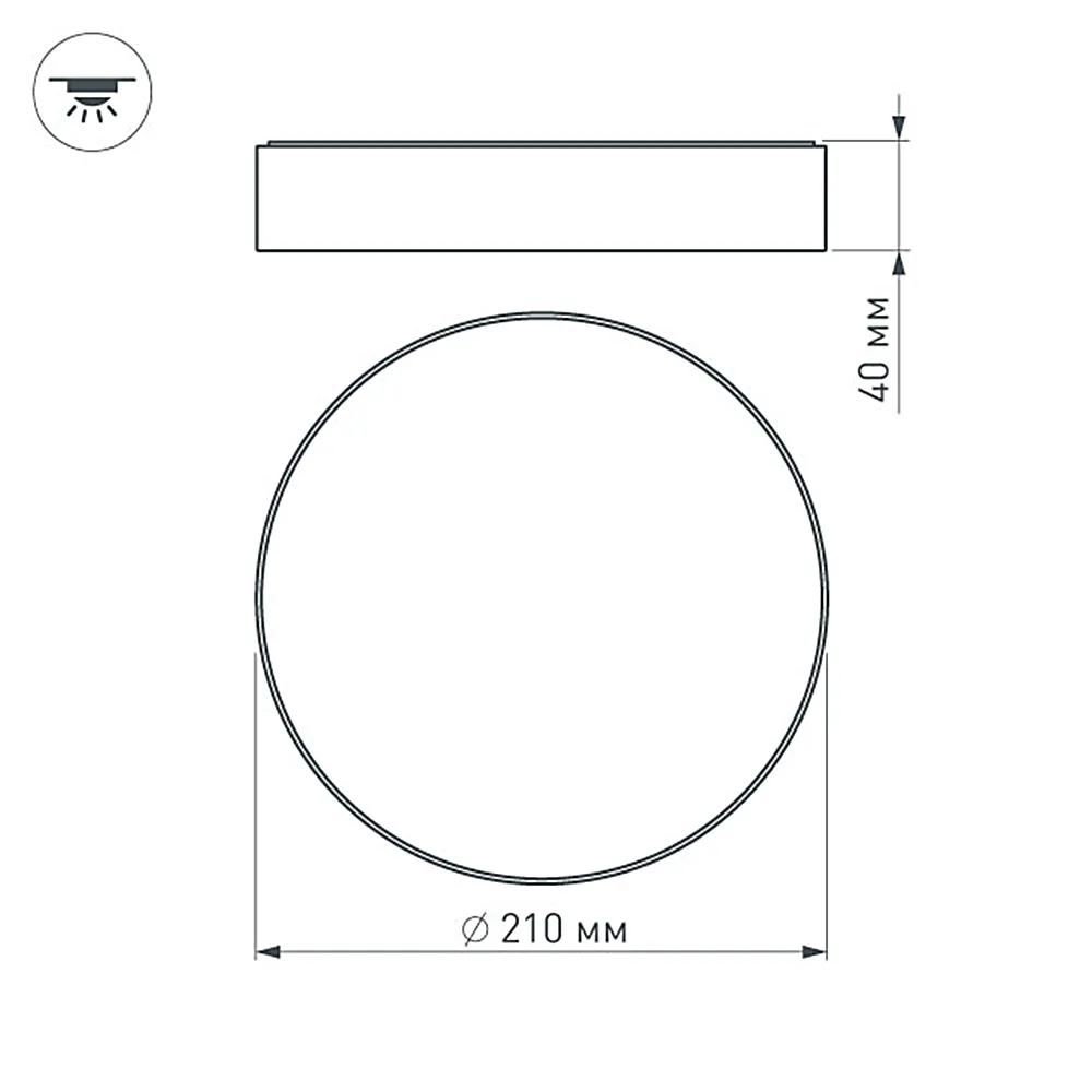 Светильник SP-RONDO-R210-20W Warm3000 (BK, 120 deg, 230V) (Arlight, IP40 Металл, 3 года) 022905(2)