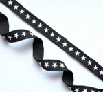 Лампасная лента (трикотажный, 1,8 см). Черный/белые звезды