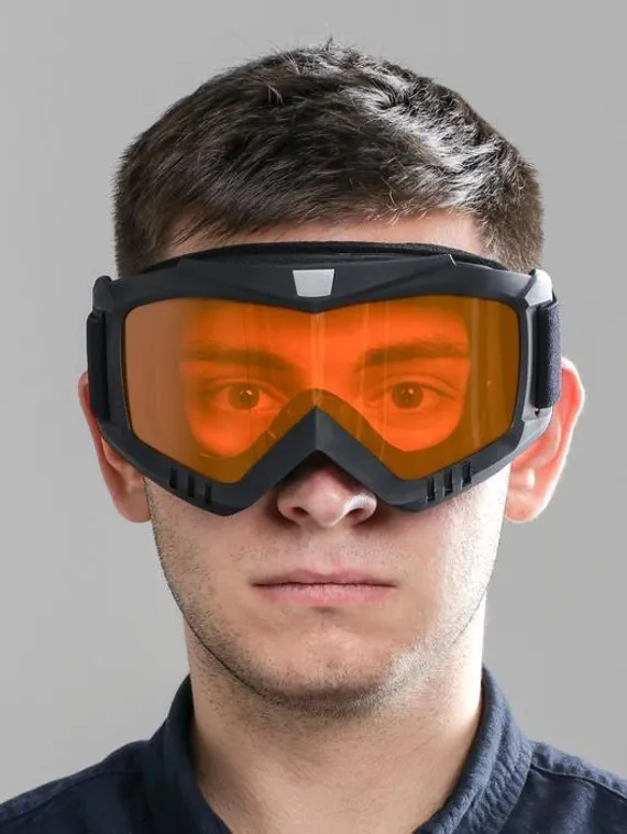 Очки-маска для езды на мототехнике, разборные, стекло оранжевый хром, цвет черный