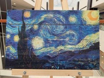 Картина на досках Звездная Ночь Ван Гог (40х60см)