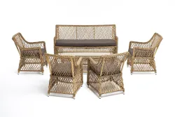 "Асти" лаунж-зона из искусственного ротанга на 6 персоны, цвет соломенный