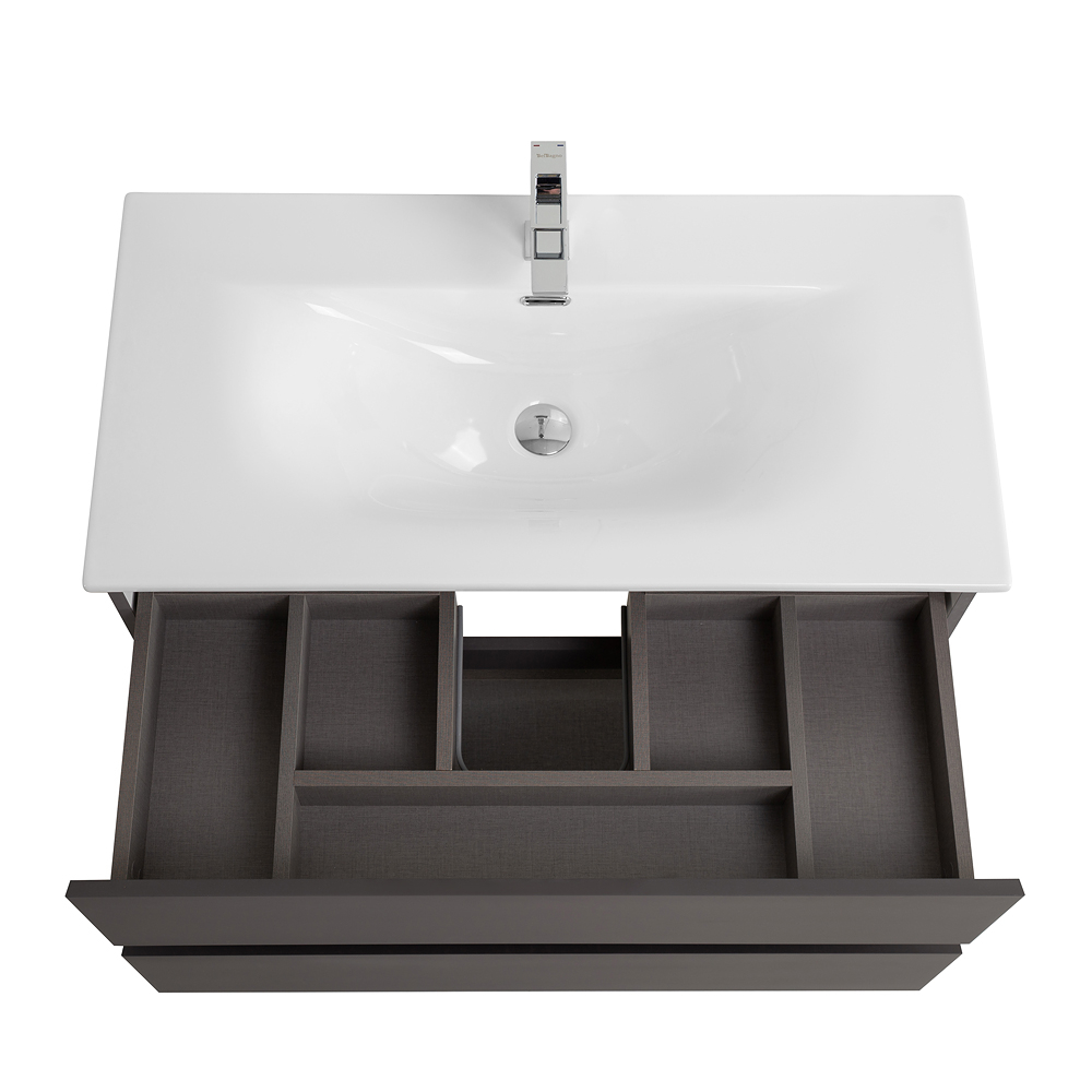 Тумба с раковиной подвесная BelBagno KRAFT-1000-2C-SO-GSO Темно-Серый матовый, раковина белая BB-8099-100