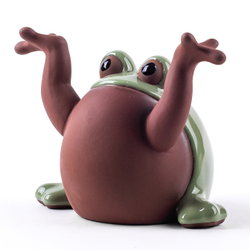 312056 Фигурка "Лягушонок", селадоновая глазурь, h=11.2, I=8.6, керамика