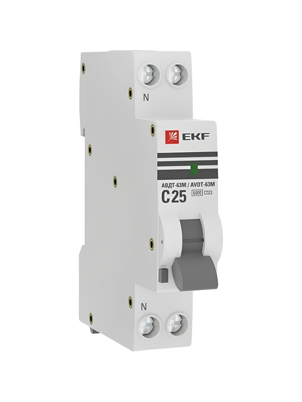 Дифференциальный автоматический выключатель одномодульный (электронный, тип АС) АВДТ-63М 25А 10мА С