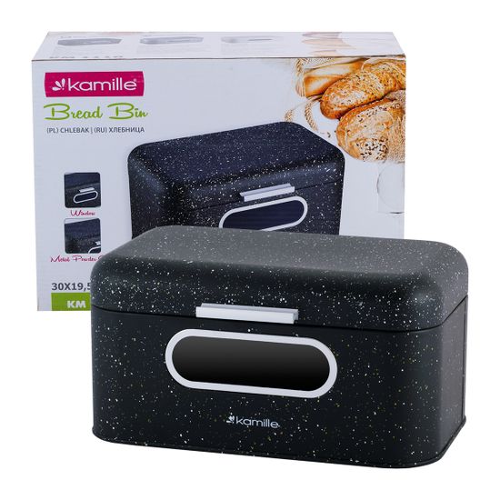 Хлебница Kamille KM-1110 из нержавеющей стали с окошком