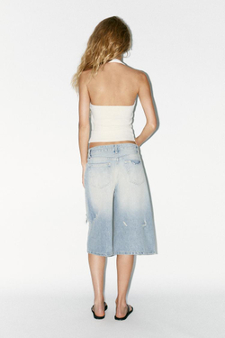 ZARA ТОП С ГОРЛОВИНОЙ ХАЛТЕР И КОЛЬЦАМИ, БЕЛЫЙ