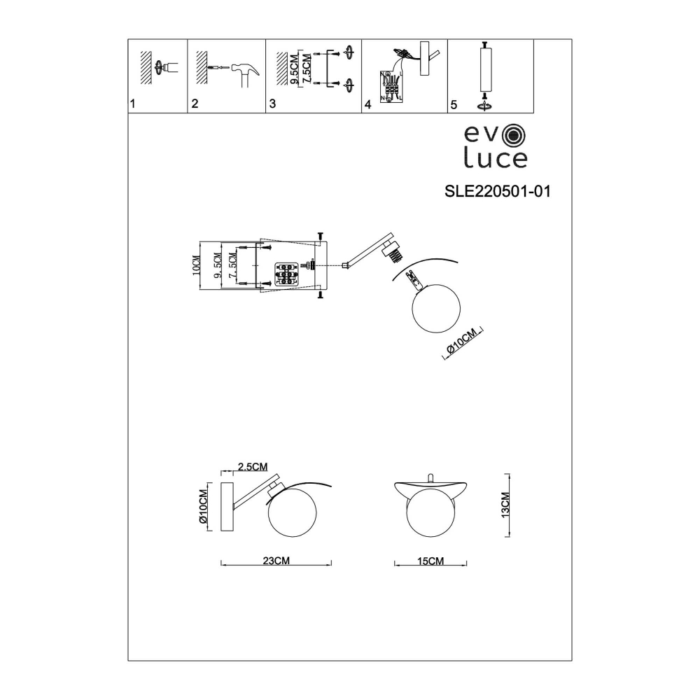 SLE220501-01 Светильник настенный Золотистый/Белый G9 1*5W