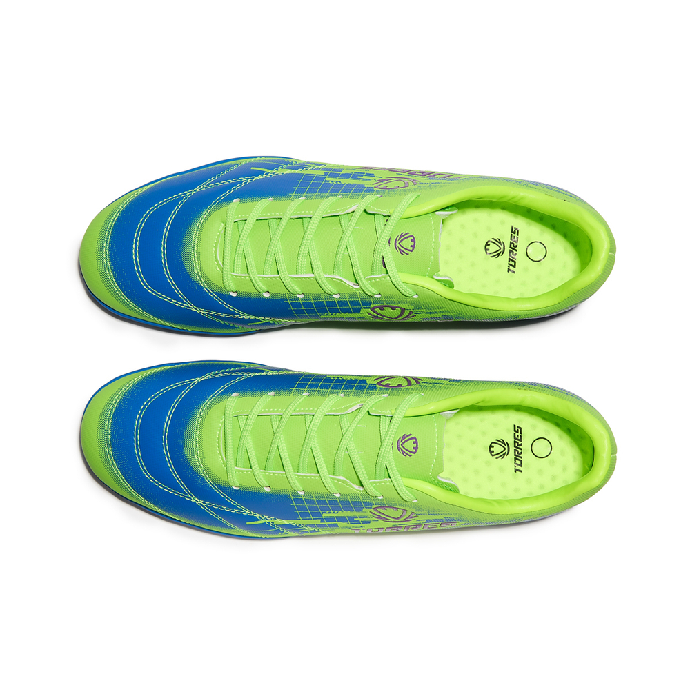 Бутсы футбольные (многошиповки) подростковые TORRES COPA-J, TS234237-350-35, р.35, сине-салатовый