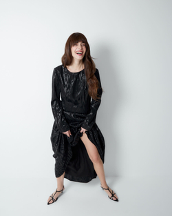 Платье из шелка и вискозы Стелла Маккартни с открытой спиной черный