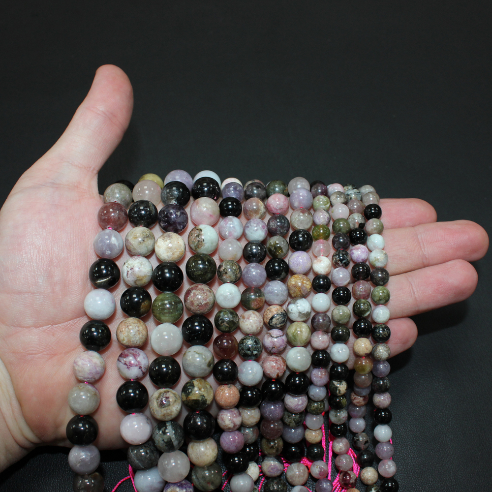 Турмалин микс AB бусины 6мм 8мм 10мм