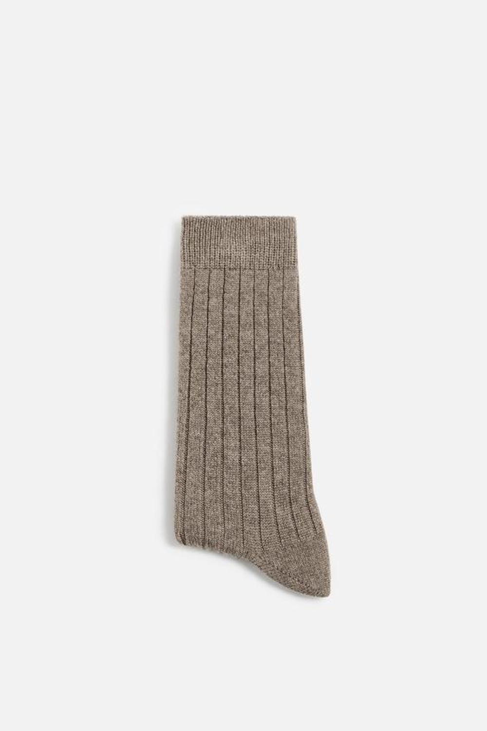 ZARA НОСКИ ИЗ КАШЕМИРА В РУБЧИК, СЕРО-КОРИЧНЕВЫЙ